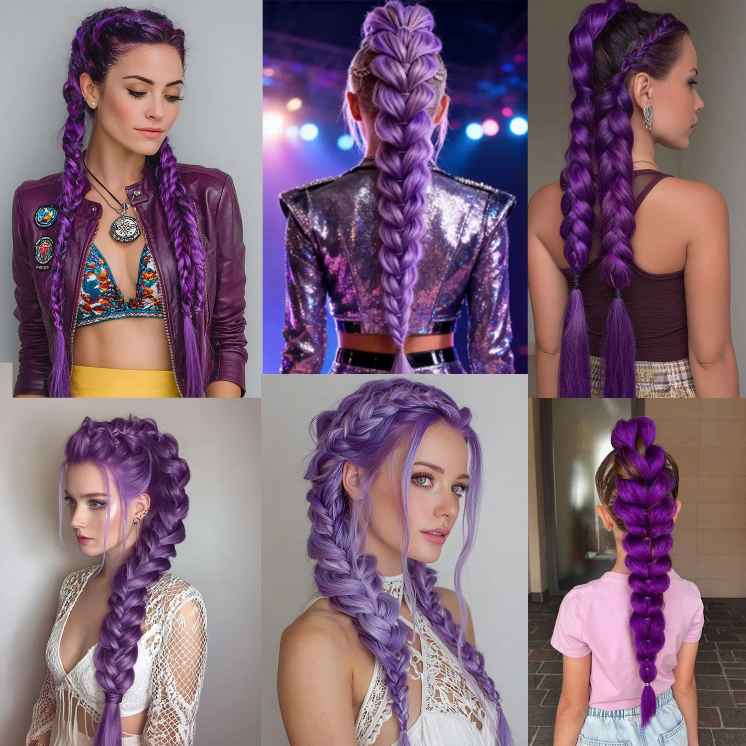 وصلات شعر أرجوانية 26 بوصة طويلة أرجوانية تجديل الشعر قبل امتدت جدائل شعر صناعية ملحقات للنساء الفتيات Kpop