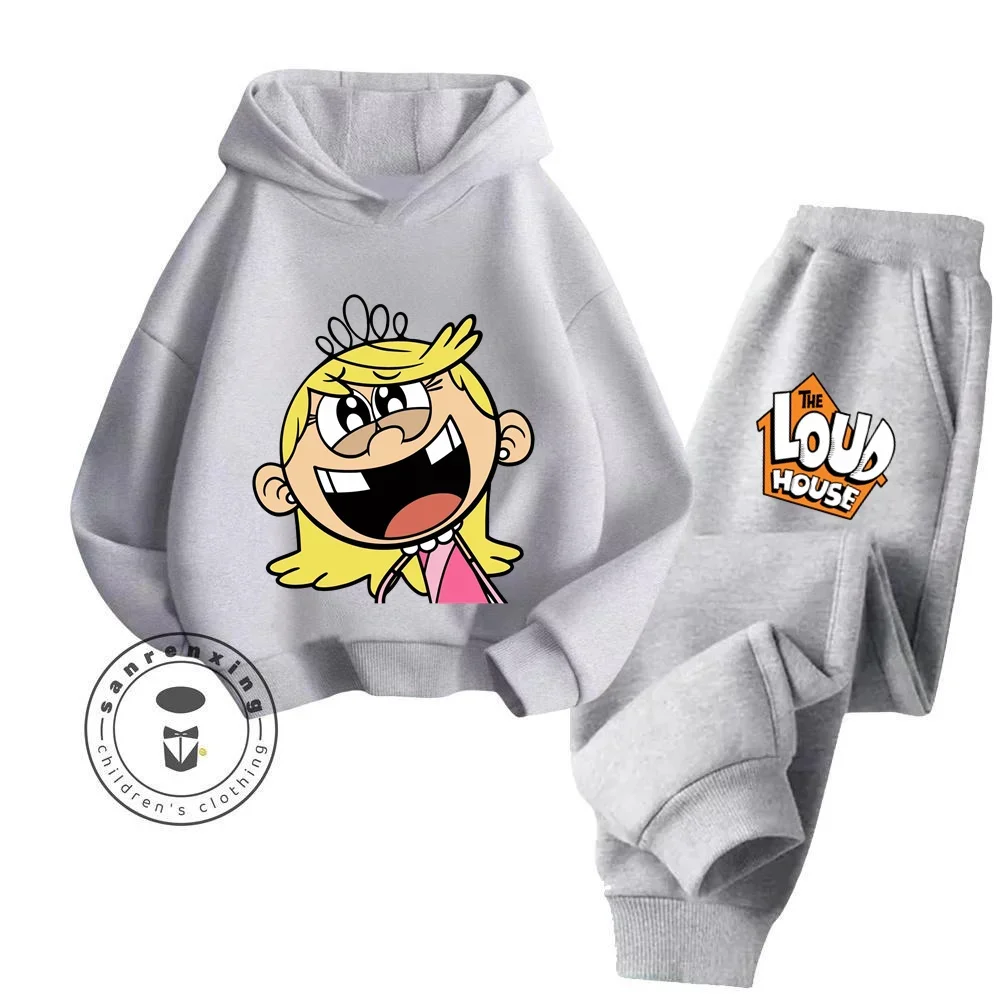 The Loud House Garb Low Maintenance Clothing Wash Friendly Cartoon Patterns Fall Winter Easy Care Pure Cotton Kids Hoodie Set