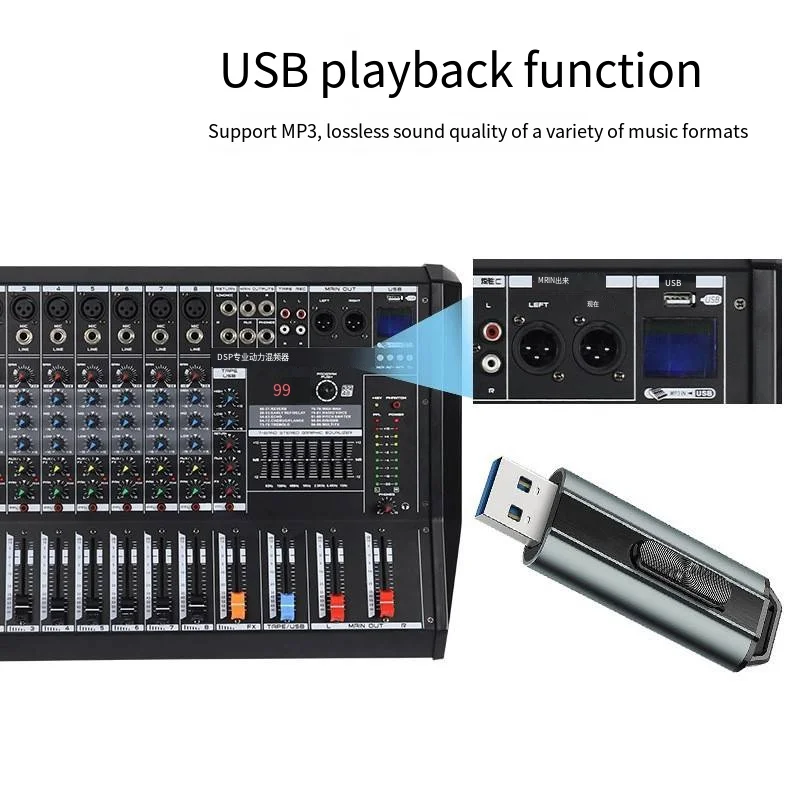 6ウェイ 8ウェイ 12ウェイ プロフェッショナルミキサー ステージパフォーマンス会議残響 Bluetoothパワーアンプ付きUSBチューナー