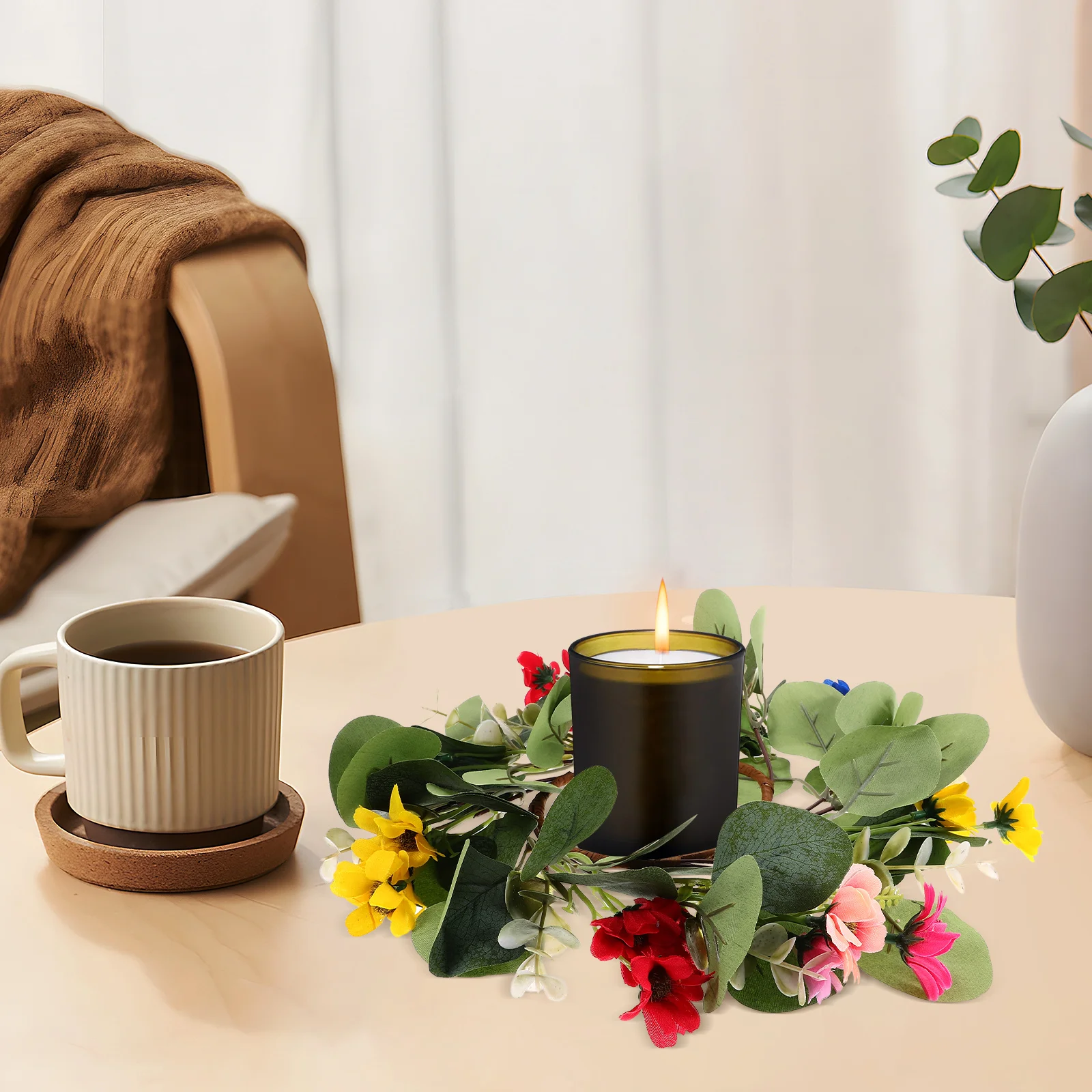 

Artificial Eucalyptus Wreath Fall Door Decor Exquisite Realistic Texture Pe Cloth Material Hanging Ornament Home Window