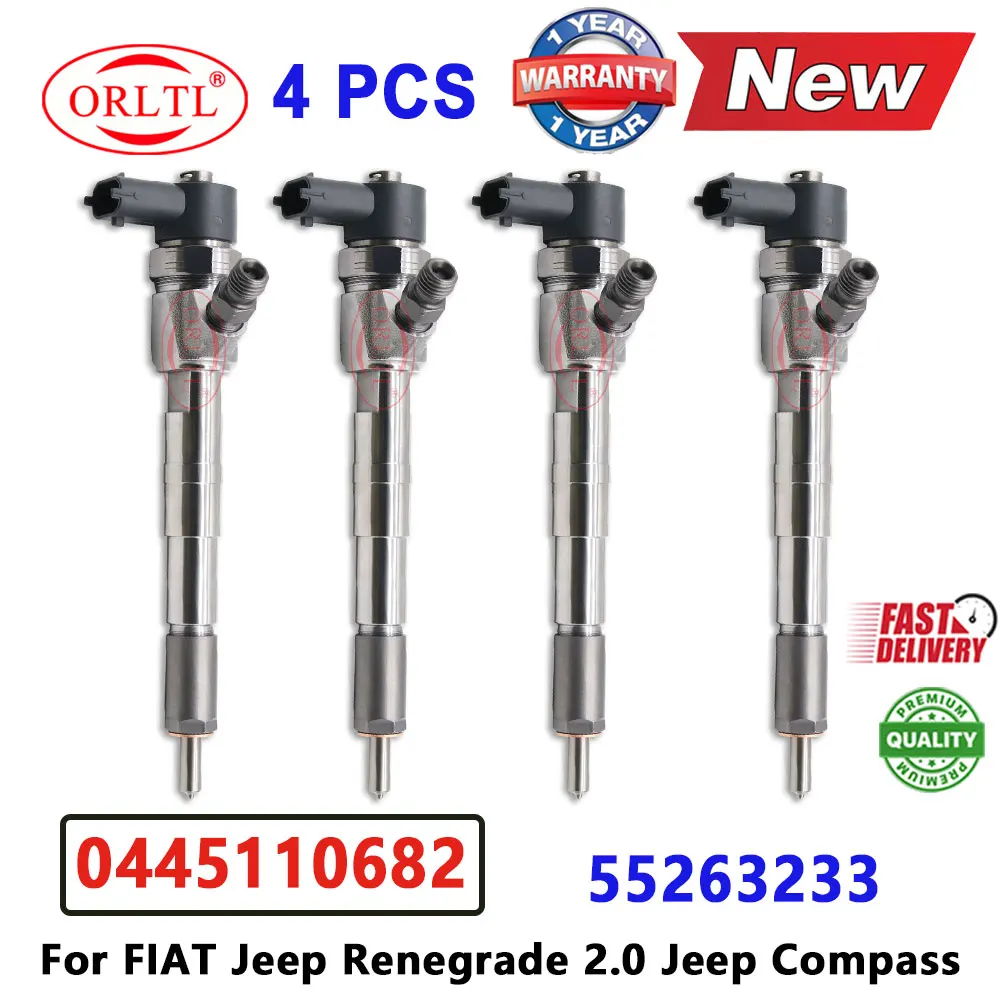 

4 шт. 0445110682 55263233 Новая форсунка дизельного топлива 0 445 110 682 для ALFA ROMEO JEEP COMPASS RENEGADE FIAT 500X TORO 2,0