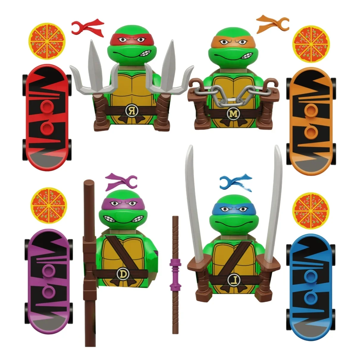 KDL831 817 Kf6125 Kf6129 Movie Mini Action Figure Bricks Leo Raph Don Weapons Assemble Building Blocks MOC DIY Toys for Children