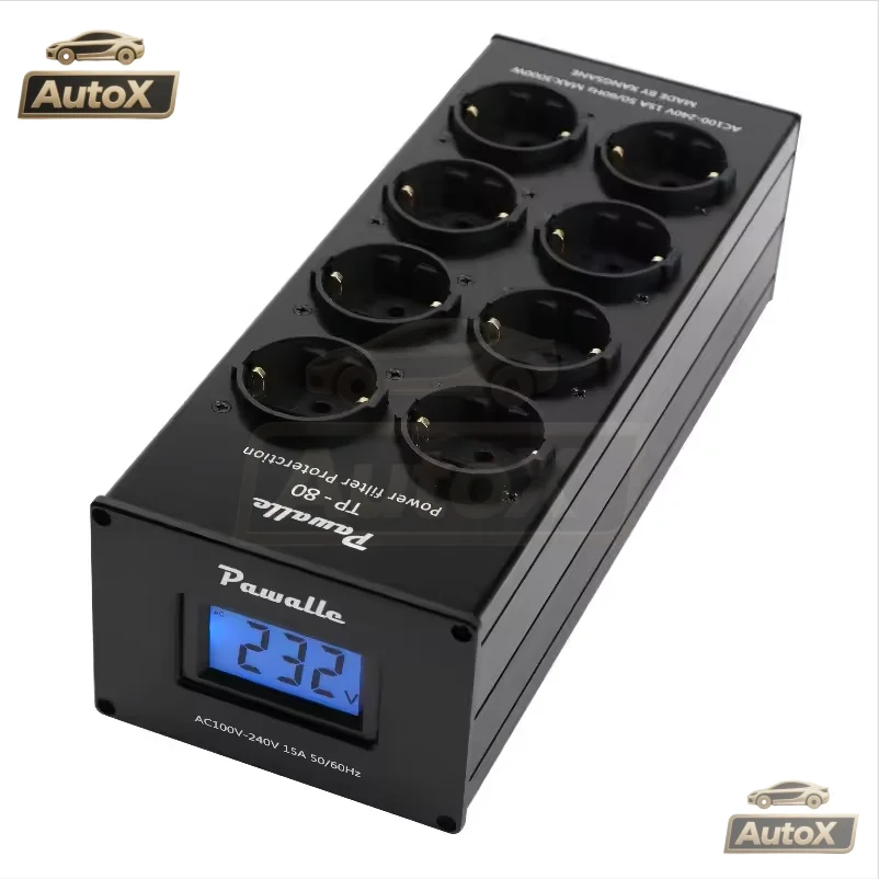 Auto X Pawalle tp80 tomada de filtro de energia redução de ruído função de exibição de tensão de proteção contra sobrecarga