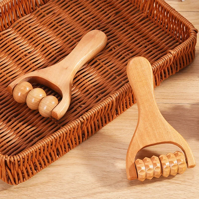 Wooden Massager Foot Massage Hand Push Roller Slingshot Head Face Shoulder Neck Waist Soothing Massage Tool