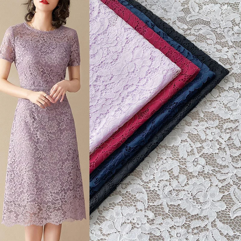 

Nylon Mesh Hollow Lace Dress Fabric Wedding Dress Knitted Sexy Lace Fabric