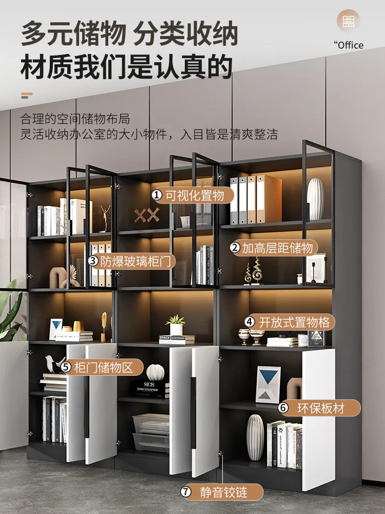 Figure display cabinet with glass door Office ornament Model storage Living room display Household bookcase storage integrated