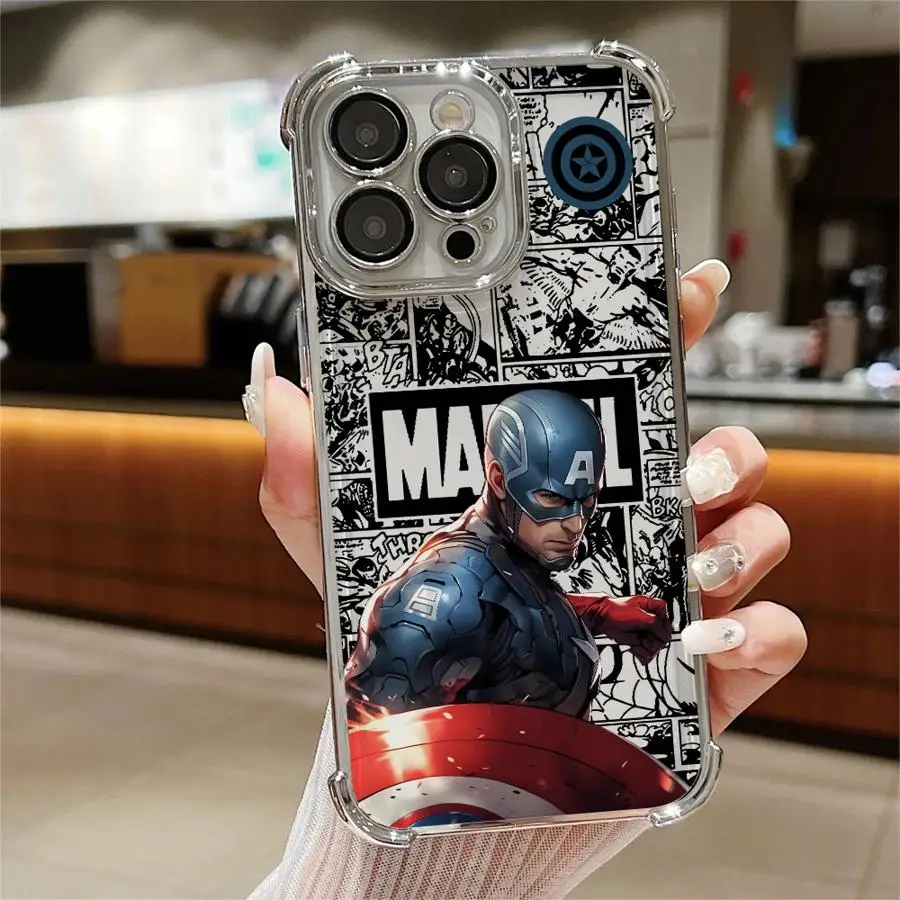 حافظة كابتن أمريكا مارفل لهاتف آيفون 16 برو ماكس 14 12 15 بلس 11 13 غطاء هاتف ناعم