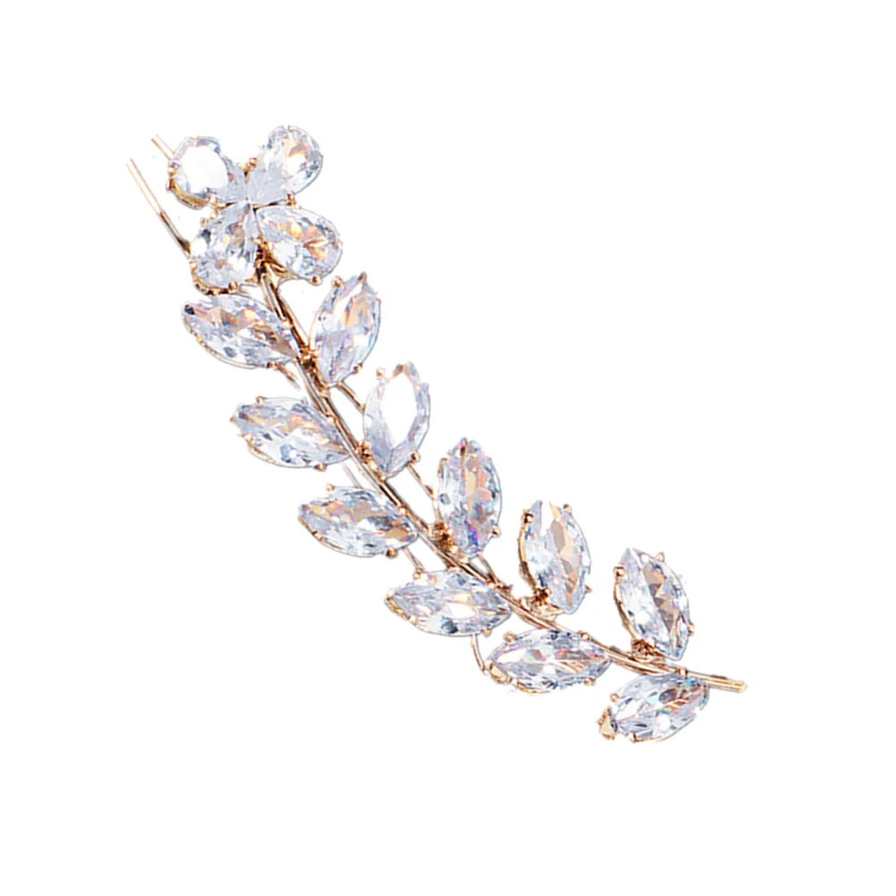 

Zircon Clip Adornment Back of Decor Leaf Design Smooth Safe Scalp Hair Creative Lasting Multi Functional