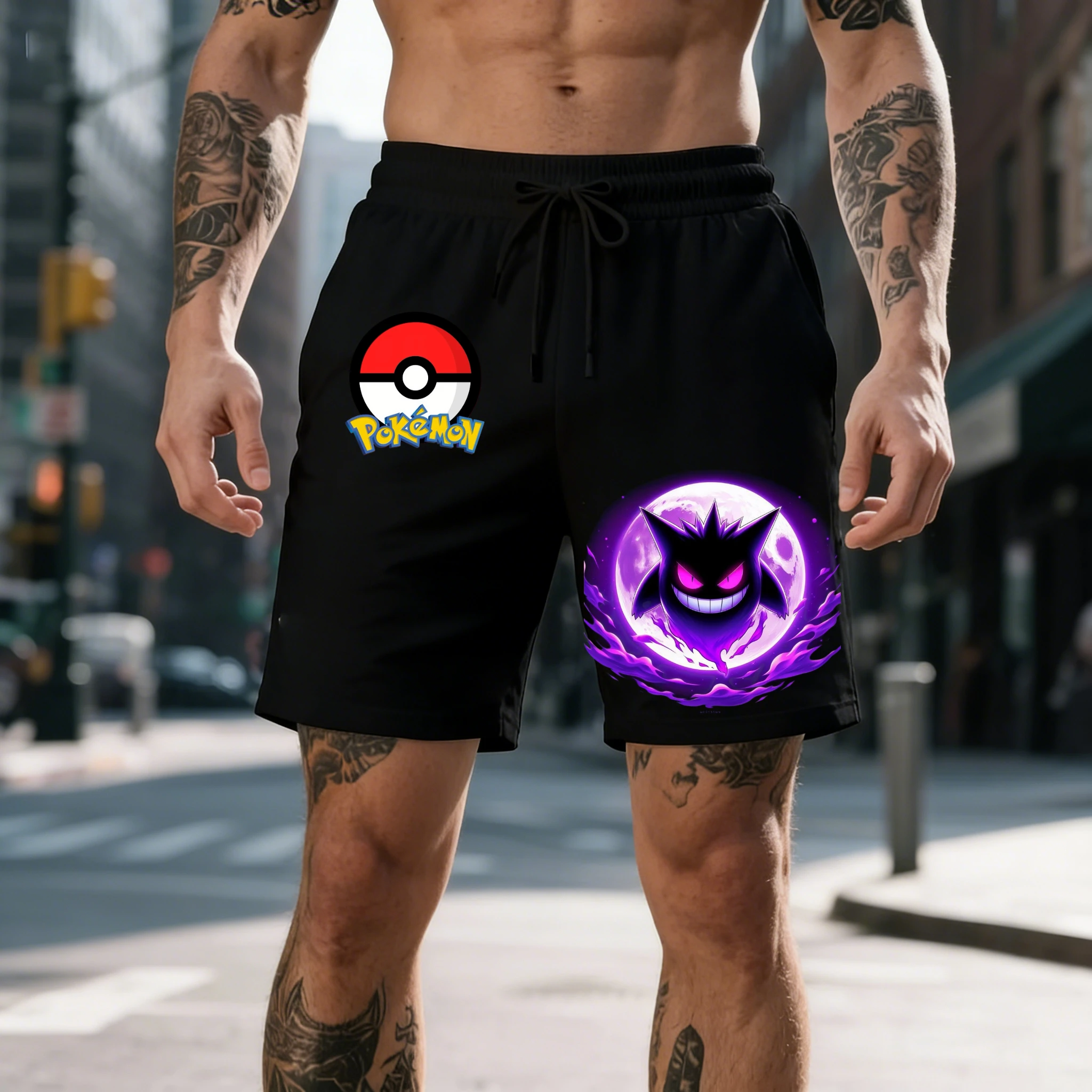 shorts-casuais-de-verao-pokemon-gengar-para-homens-calcas-de-algodao-respiravel-de-5-pontos-shorts-esportivos-femininos-de-secagem-rapida-para-academia-e-corrida