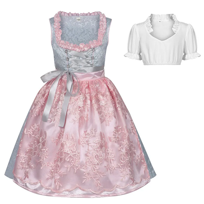 

Germany Munich Oktoberfest Children's Girl Baglia Jacquard Lace Sweet Dress Carnival Party Maid Cosplay Performance Costume 2025