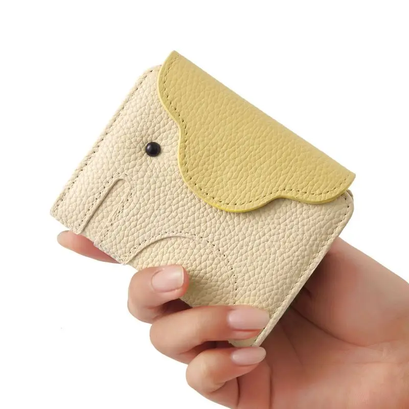 Cute Elephant Pattern Women's Card Holder Macaron Color Large Capacity Multi Slot Coin Purse