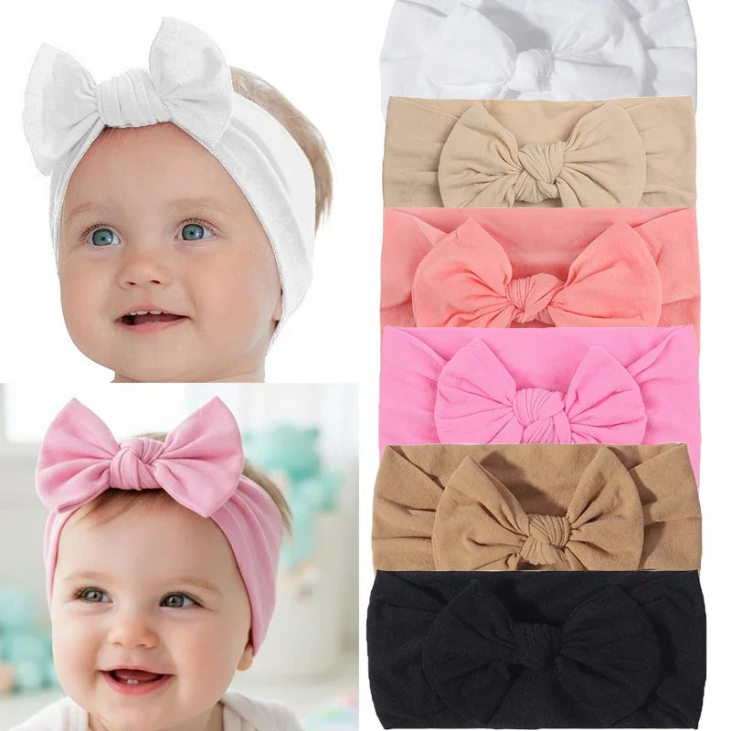 

1/3/4/6Pcs Baby Girl Headbands- Newborn Infant Toddler Cotton Handmade Hairbands with Bows Child Hair Accessories