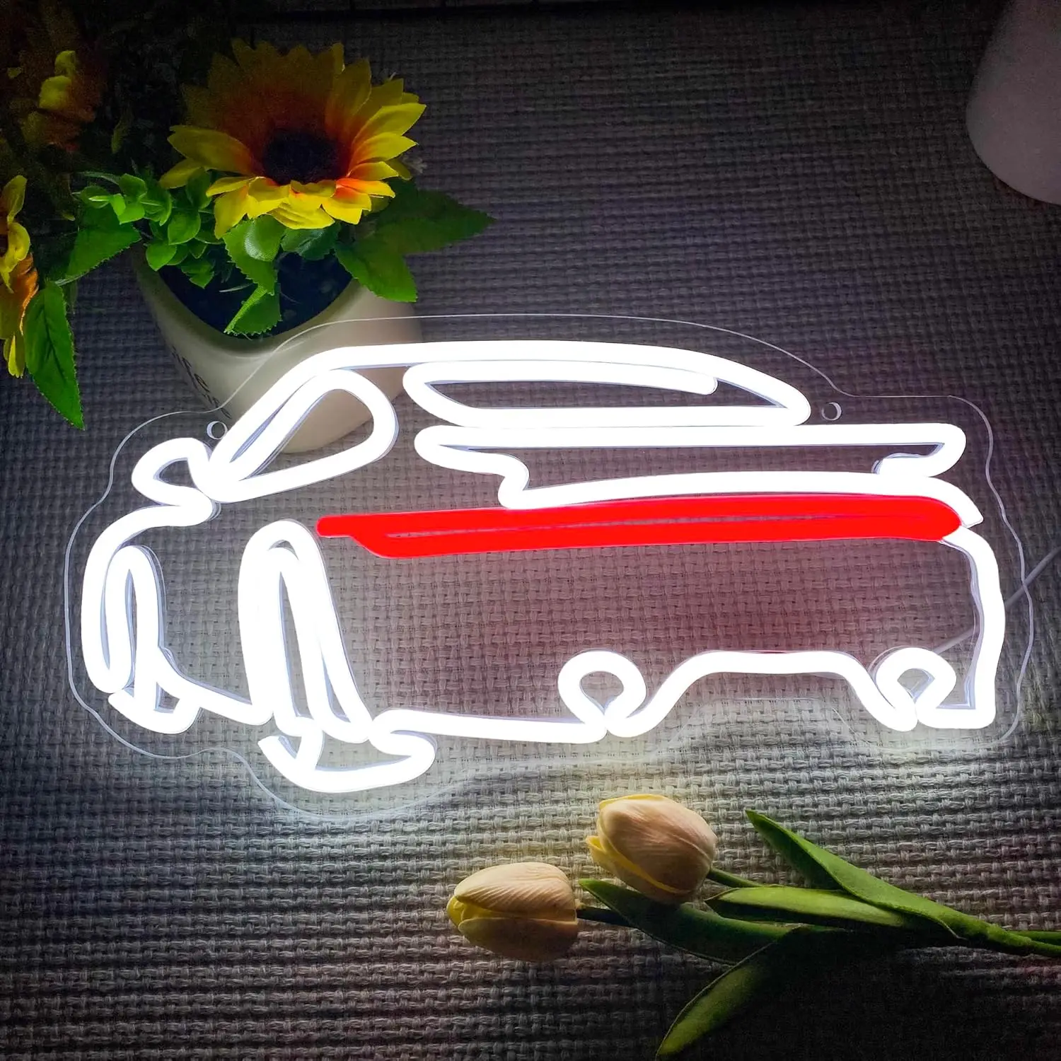 Sports Car Neon Signs Dimmable Garage Neon Light USB for Kids Bedroom Boys Room Playroom Man Cave Bar Wall Decor Birthday Gifts