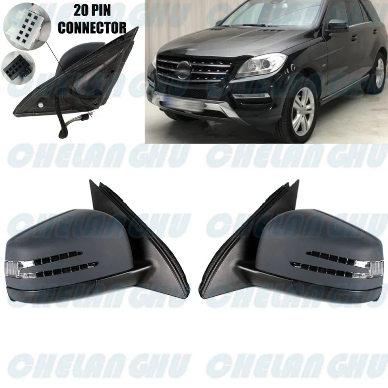 For Benz W166 ML350 ML450 ML500 2012 2013 2014 2015 1 Pair 20 Pins Paintable Memory Puddle Light Power Fold Mirror Assembly