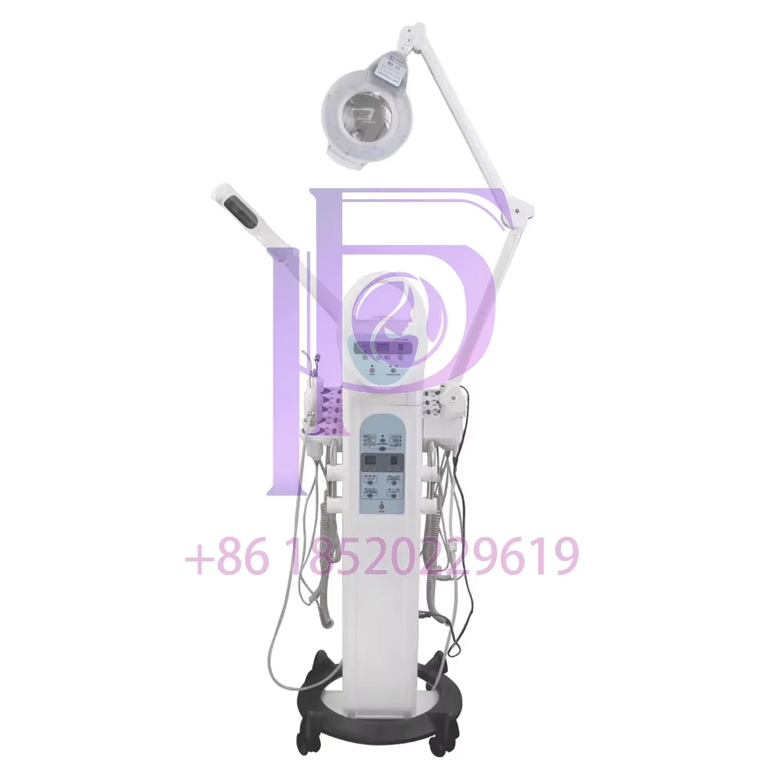 Máquina facial multifuncional 9 em 1 com limpeza profunda, vaporizador de microcorrente, terapia de fótons LED e lupa para uso em salão de beleza