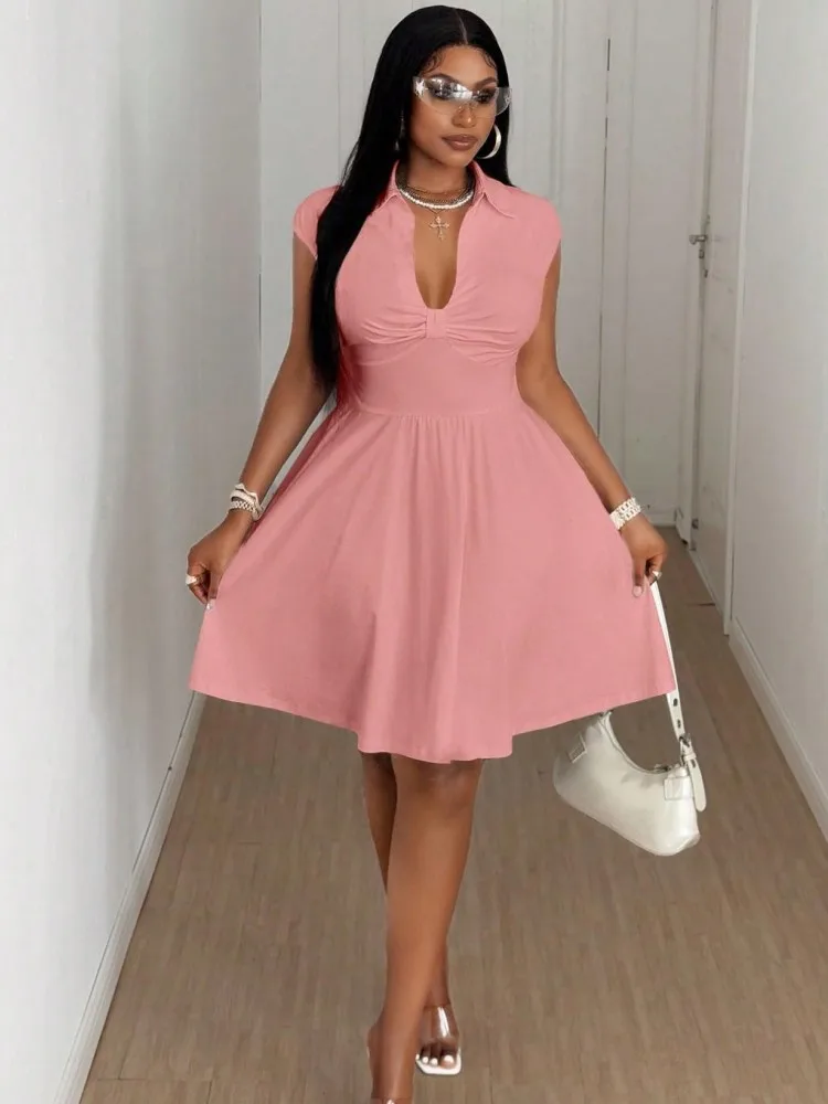 Picture 3: L-4XL Plus Size Clothes Dresses Women Robes Summer Autumn Short Sleeve Street Style Casual 3XL 4XL Big Size Mini Dress Oversize
