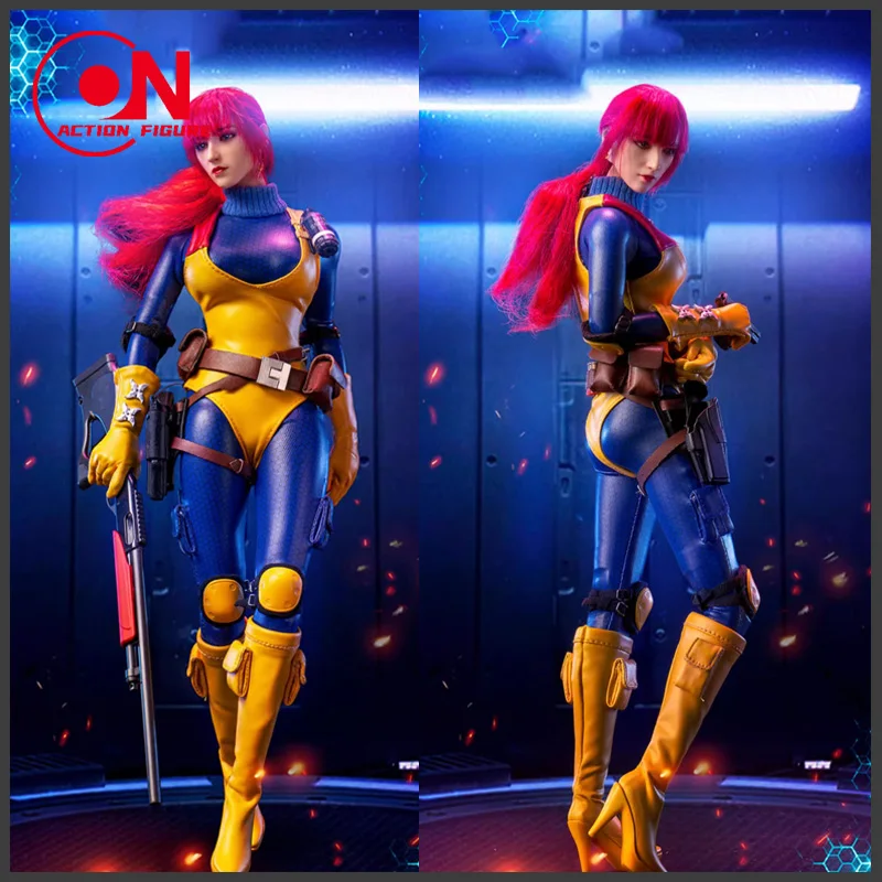 Bbk Bbk013 1/6 Women Soldier Gijoe Redhead Scarlett Blue Bodysuit Combat Suit Yellow Vest With Weapons12-inch Action Figure Body