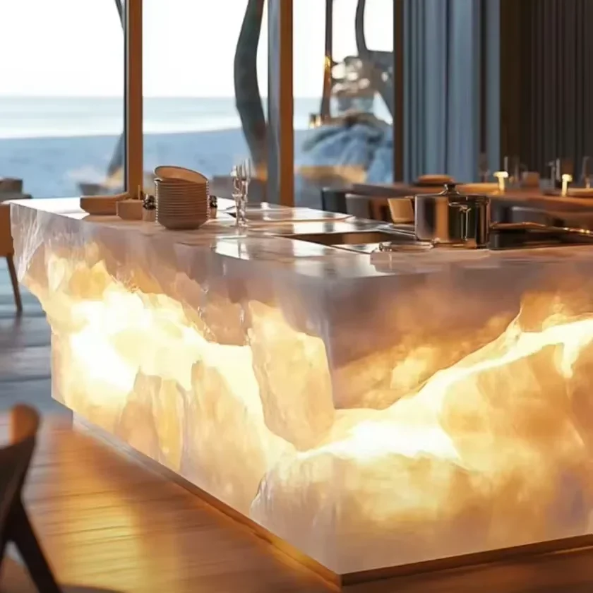 Custom Marble Kitchen Countertops Hotel Reception Kitchen Decoration