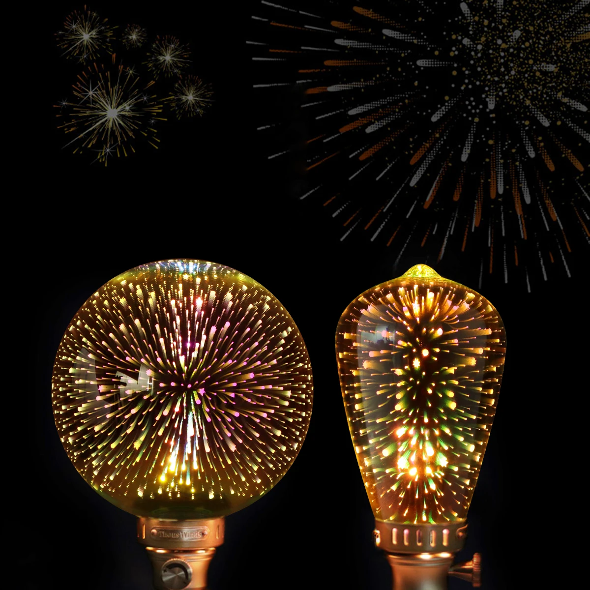 110V - 240V 3D Fireworks Effect LED Christmas Light Lamp Ampoule Colorful Edison Bulb For Bedroom Table Party Holiday Decoration