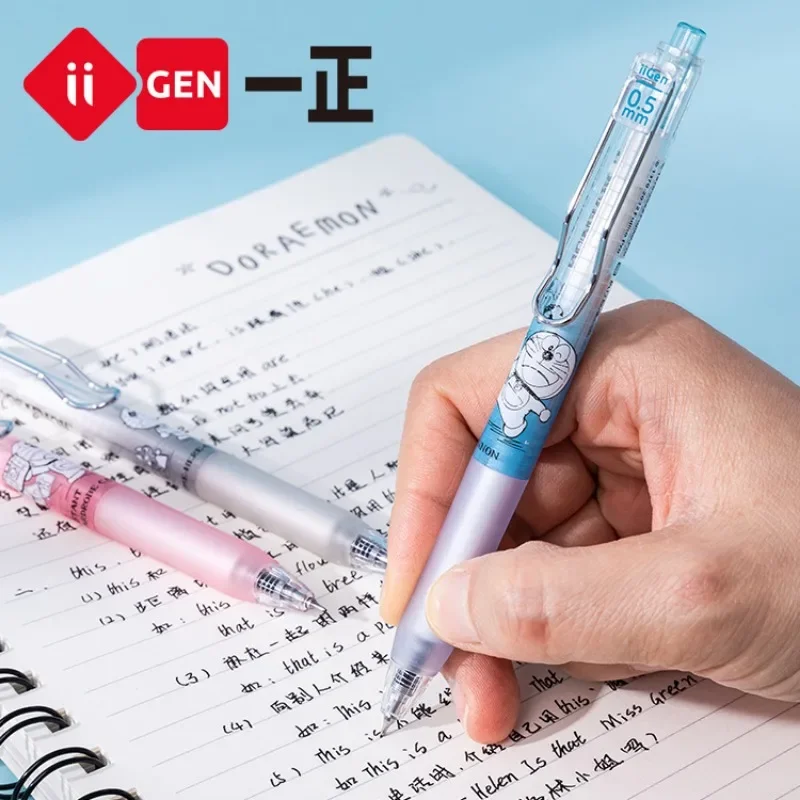 Iigen yizheng 6 pçs anime doraemon imprensa caneta gel preto kawaii feminino coração estudante escrita canetas esferográficas escritório escola papelaria