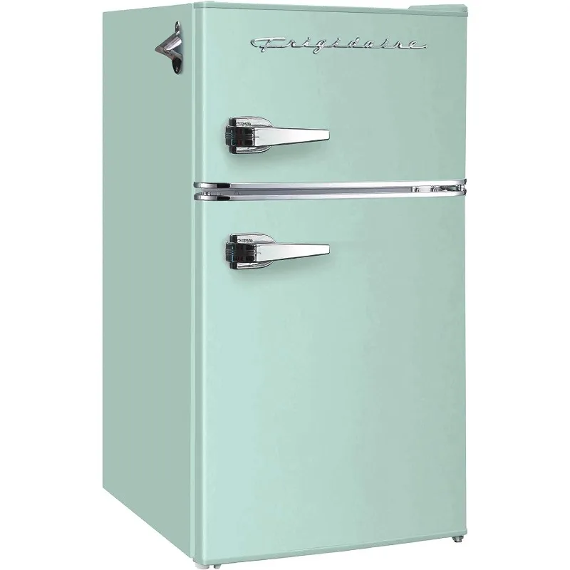 Frigidaire-Mini réfrigérateur rétro avec congélateur et ouvre-bouteille latéral, petit réfrigérateur à 2 portes pour bar de bureau, EFR840