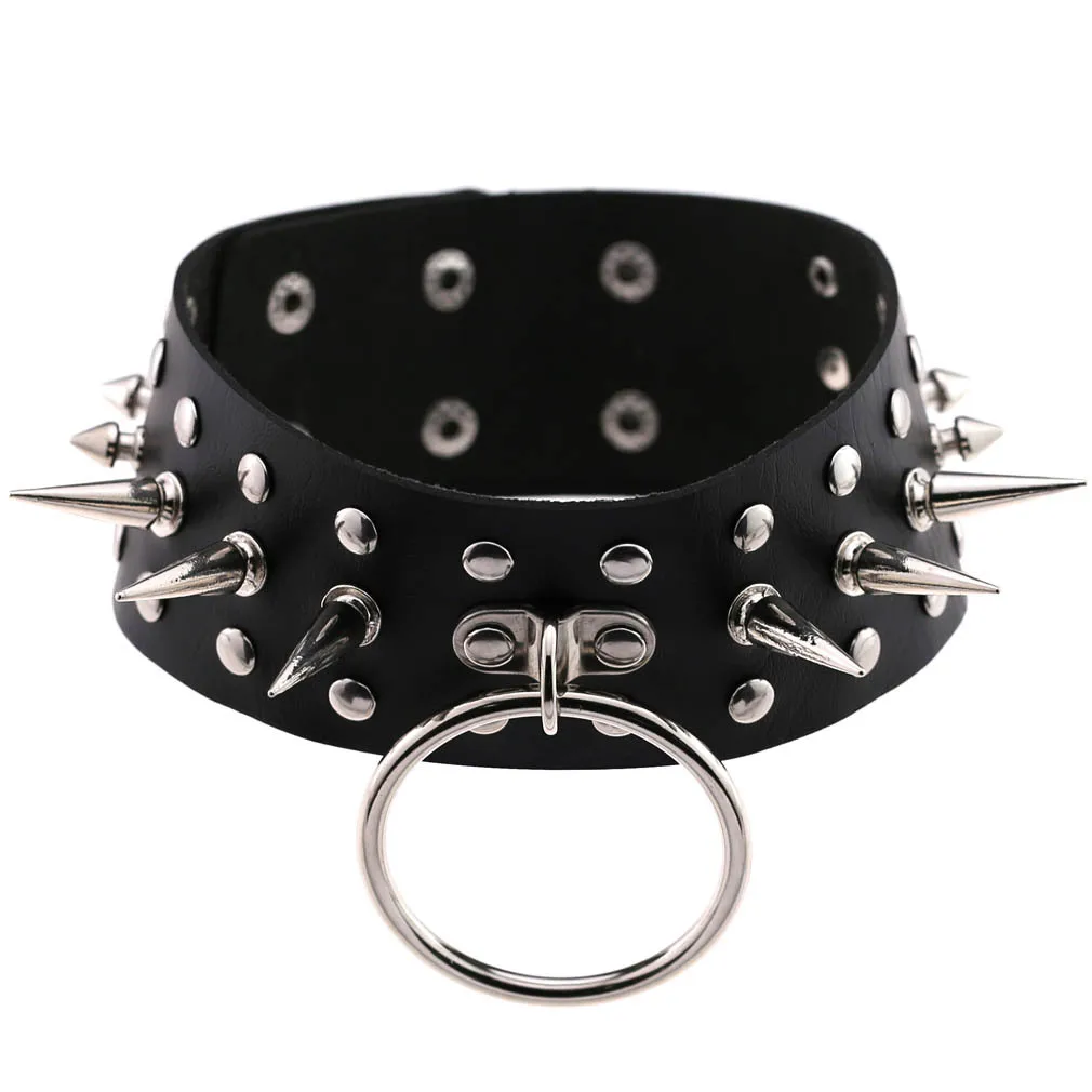 European and American style Punk Individuality Exaggerate Rock and roll Rivet Spike Choker Street photo Club girl Ring