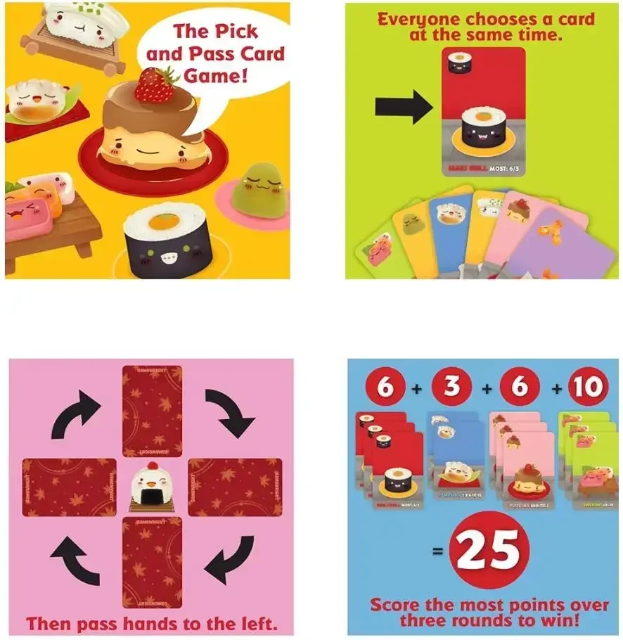 Sushi Go Party! The Deluxe Pick & Pass Card Game Family Gathering Game, Board Game, Card, birthday, Christmas Gift