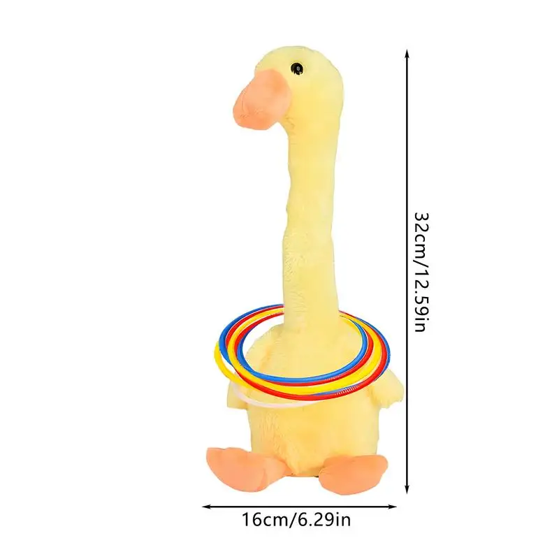 Jogo eletrônico do anel do pato para o exterior, animal bonito, USB recarregável, anel do carnaval, brinquedo do anel para o partido Home, jarda do jardim