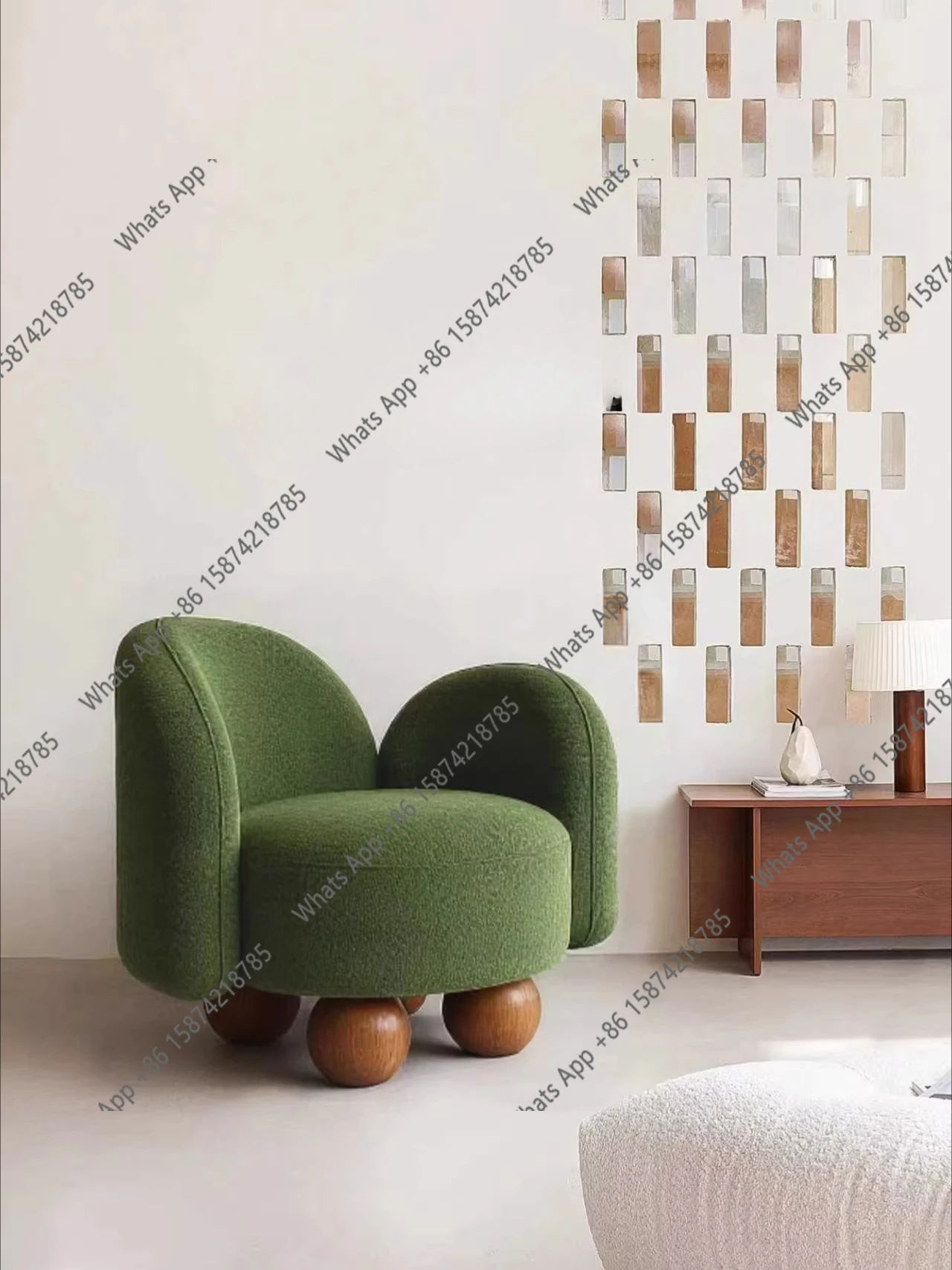 

Nordic wabi-sabi style small apartment single sofa chair hotel home light luxury personality lazy casual sofa chair