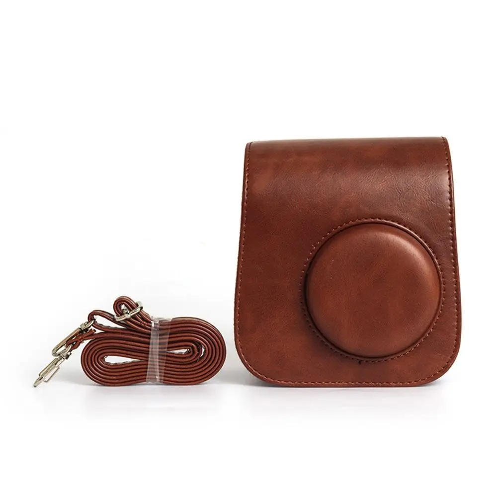 with Shoulder Strap Instant Camera Case Travel PU Leather Protective Cover Soft Shockproof for Fujifilm Instax mini SE/7+