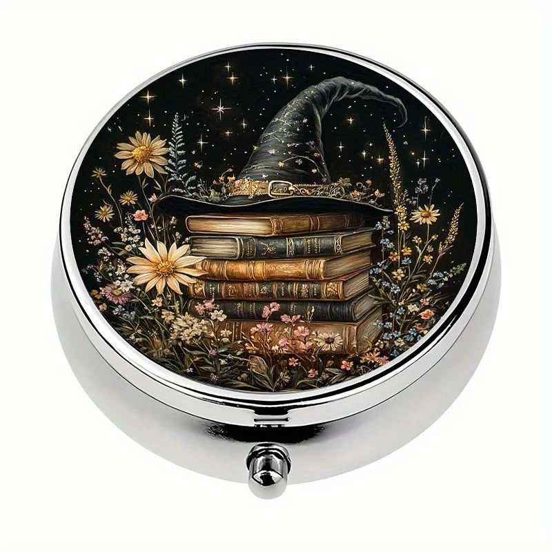 1 pill box, with 3 compartments, witch pharmacist theme, mini pill container, pill organizer, unique travel gift