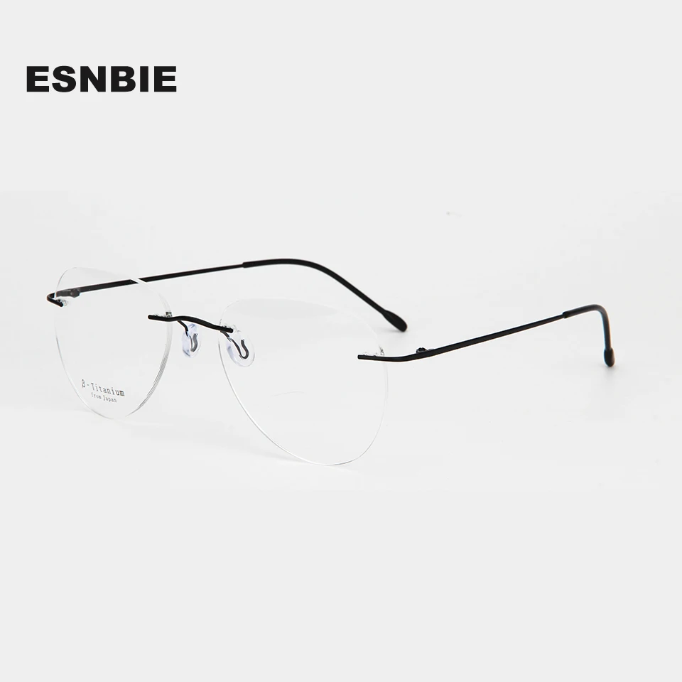 Flexible Pilot Shape Rimless Prescription Eyeglasses Frame For Women Beta Titanium Glasses Frames Men Frameless Eyewear