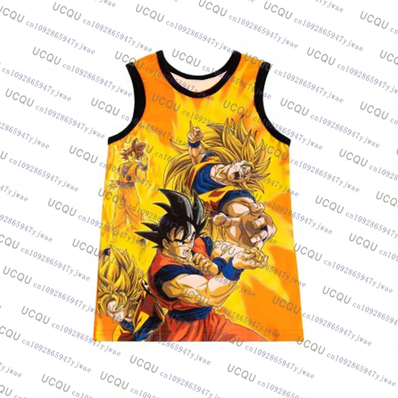 اليابانية أنيمي لعبة دراغون بول Z سوبر سايان أكمام كرة السلة جيرسي كبيرة الحجم عارضة الرياضة أجهزة لياقة خارجية تنفس سترة #2