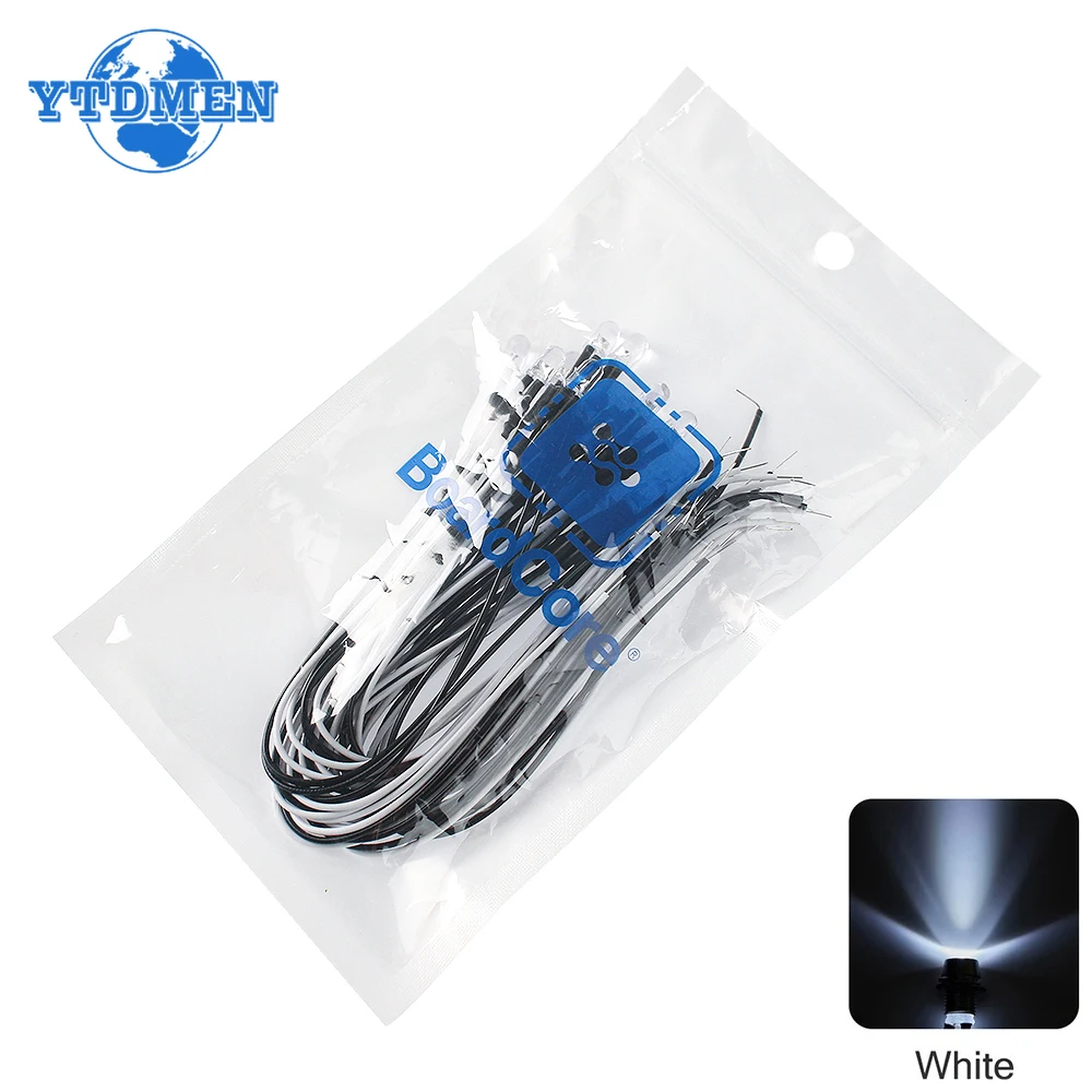 20/50 قطعة 5 مللي متر LED 12 فولت ضوء 20 سنتيمتر قبل السلكية أبيض أحمر أخضر أزرق أصفر ديود مصباح الديكور الثنائيات الباعثة للضوء قبل البائع #4