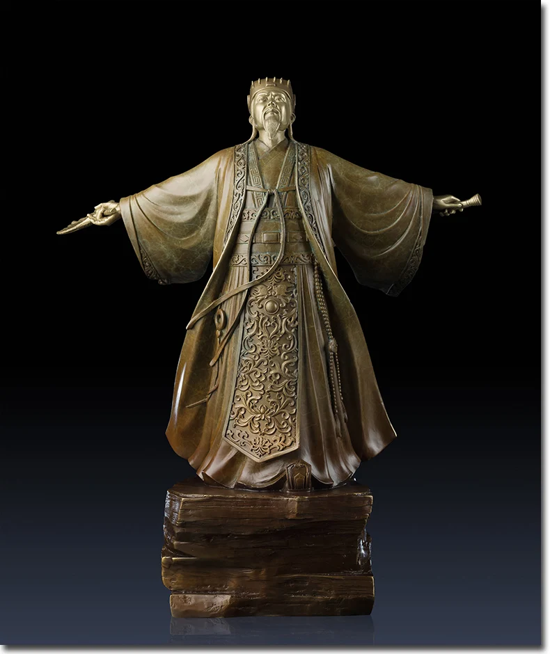 Limited Edition 50CM HOME OFFICE business Military political figures Militarist Zhu Geliang Kong Ming FENG SHUI brass statue