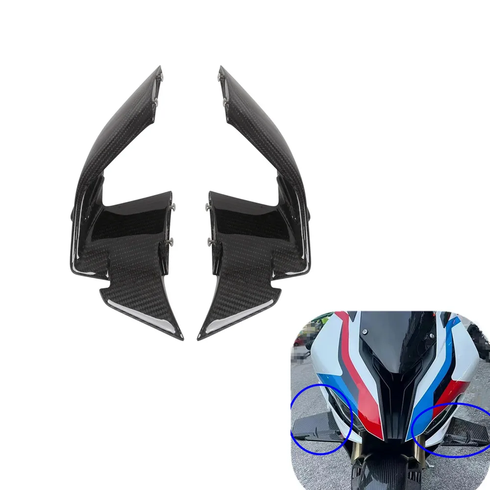 Motorcycle Front Winglets Kits Fairing Carbon Fiber for BMW S1000RR M1000RR 2023 2024 Spoiler Fixed Wind Winglets