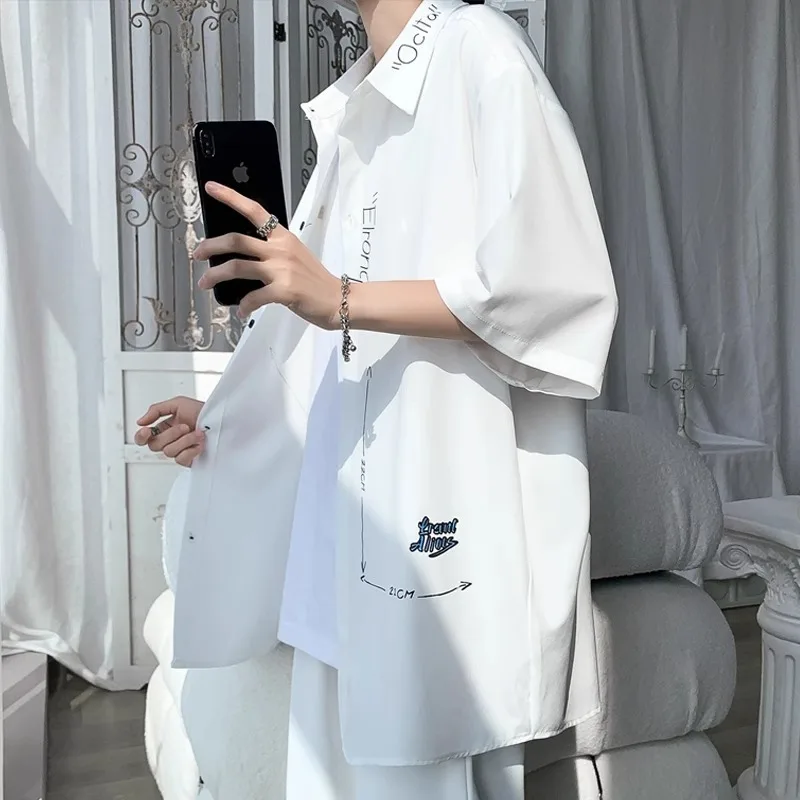 

Мужская летняя тонкая футболка из ледяного шелка в гонконгском стиле, свободная, повседневная, дышащая, влагоотводящая...