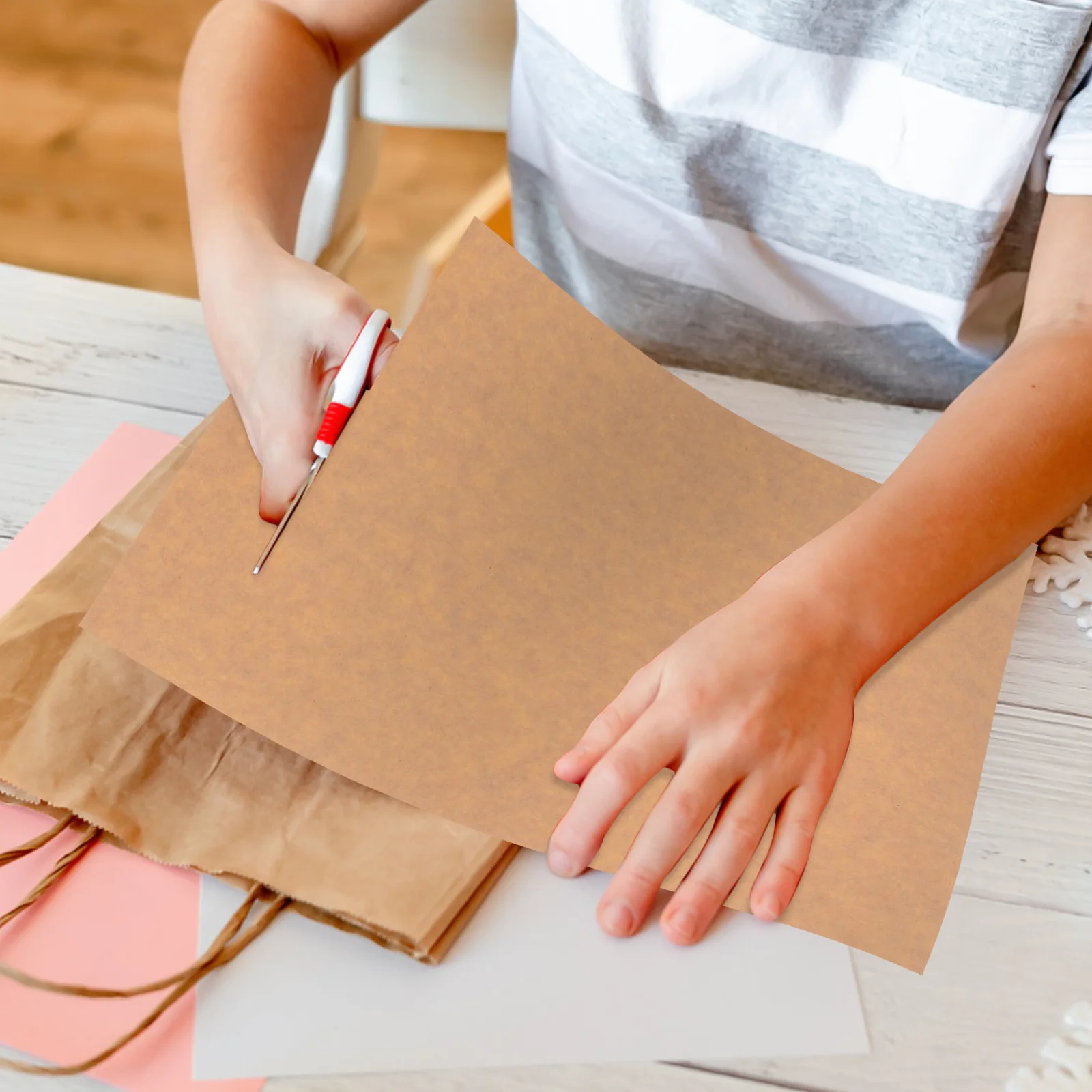 

50pcs A4 Kraft Paper Sticker Labels Printable Adhesive Sheets For Office School Warehouse Label Sticker Paper For Printers