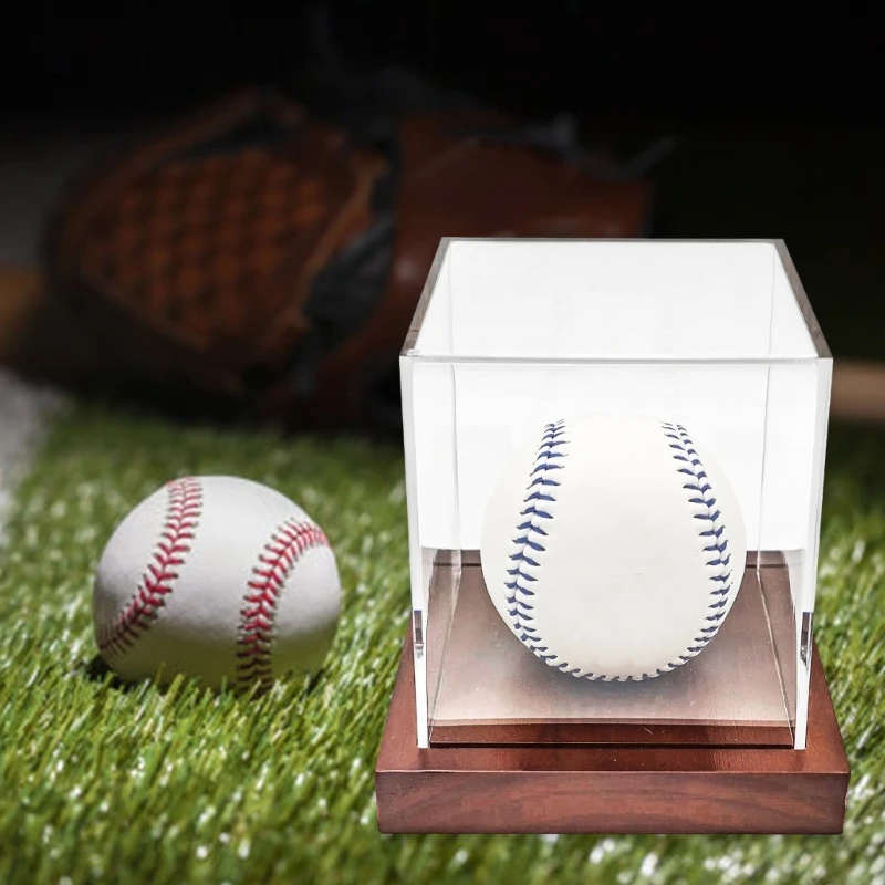 Baseball Display Box with Stand, Clear Acrylic Football Display Case Football Holder Case for Baseball Soccer Volleyball