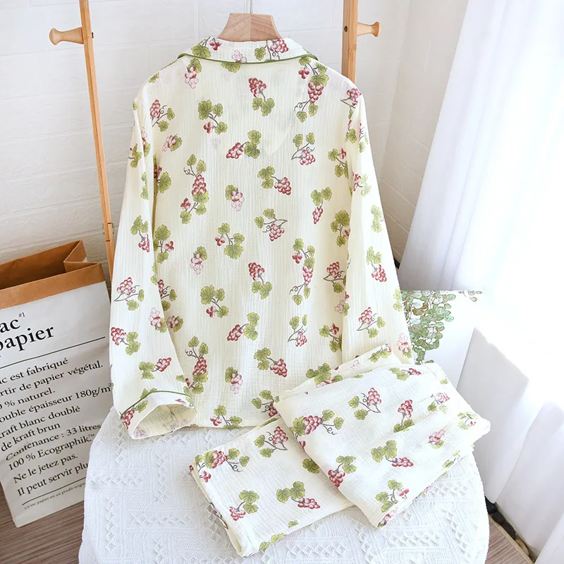 2024 Japanese Spring and Autumn New Women\'s Pajama Set 100% Cotton Cute Sweet Long sleeved Pants Two piece Home Furnishing Set