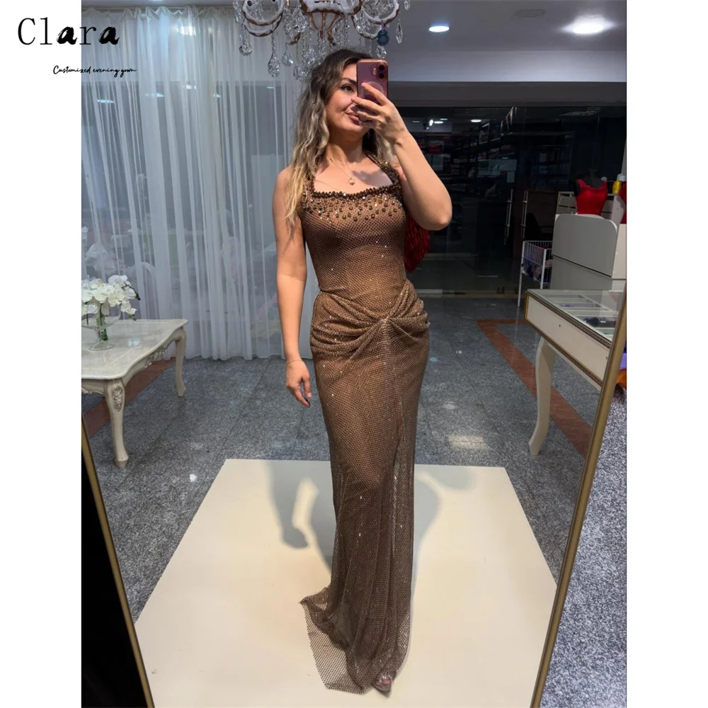 

Clara Custom Brown Rhinestone Shiny Fishtail Evening Dresses Woman Elegant Party Dresses 2026 Woman Luxury Evening Dress Women's