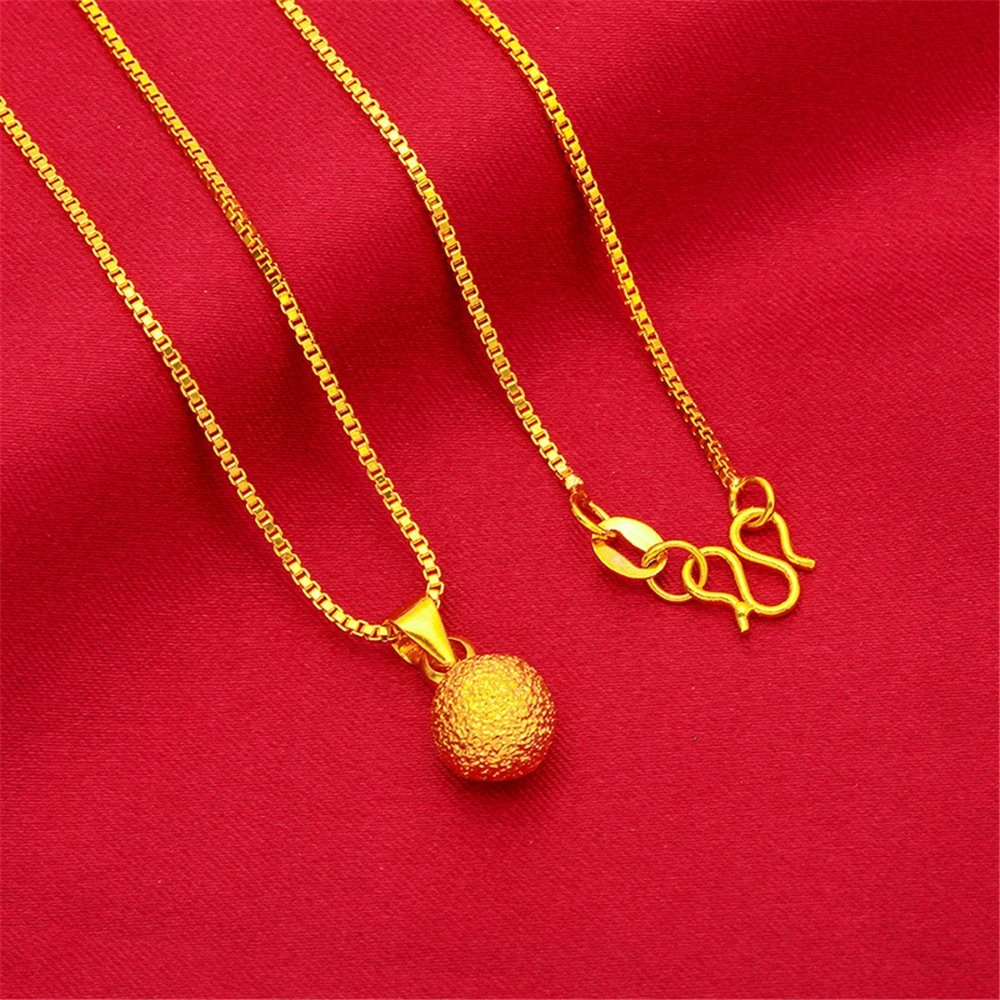 Yellow Gold Plated Jewelry Sets For Women Bead Pendant Necklace Earrings 2 pcs Set Wedding Jewelry Accessories Party Gifts