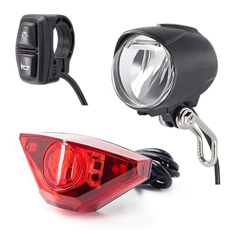 Ebike Light Set Include Ebike Headlight Electric Bike Tail Lamp DC 6V 12V 24V 36V 48V 52V LED Electric Bike Light