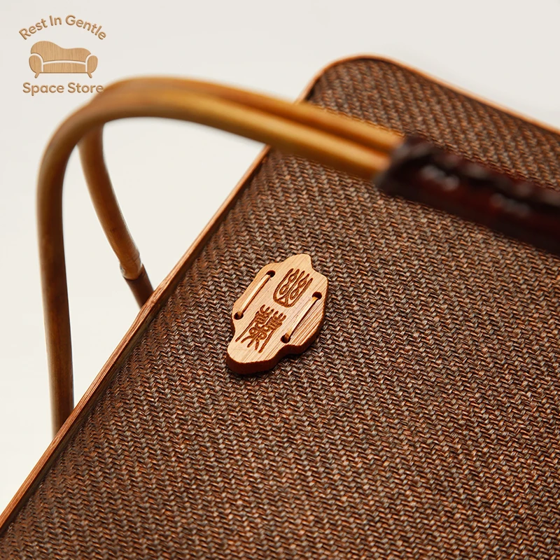 Rattan food box Bamboo basket Japanese tea set storage box basket Antique handbag Outdoor portable teacup box basket