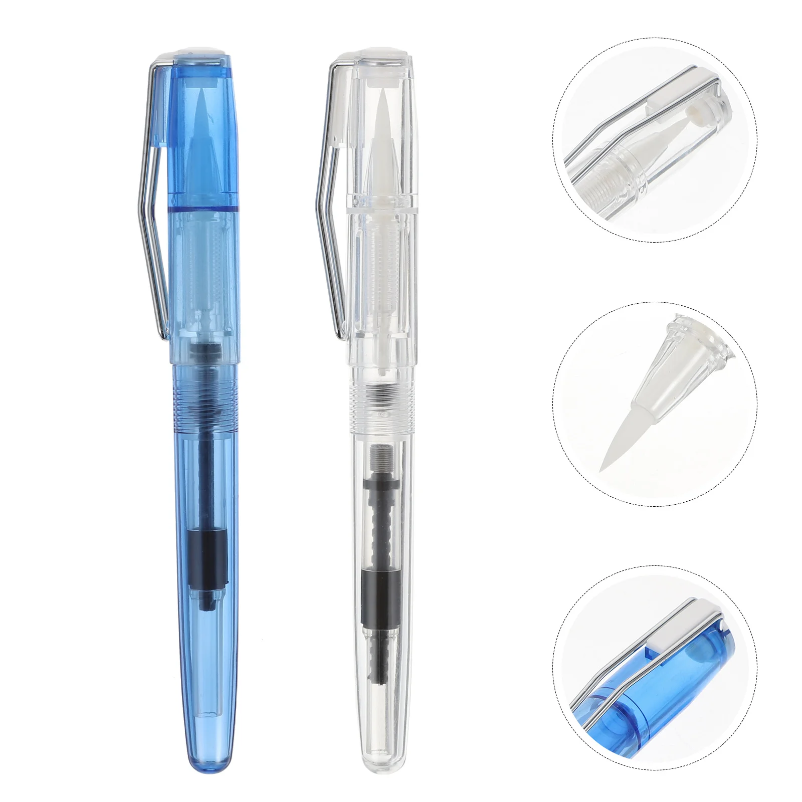 

2 Pcs Soft Head Fountain Pen Brush Student Colorful Pens Ballpoint Plastic Refillable Ink