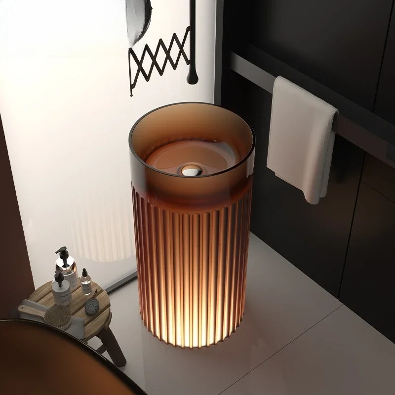 Lavabo a colonna creativo per bagno, colore semplice, lavabo, angolo artistico, pavimento per balcone esterno