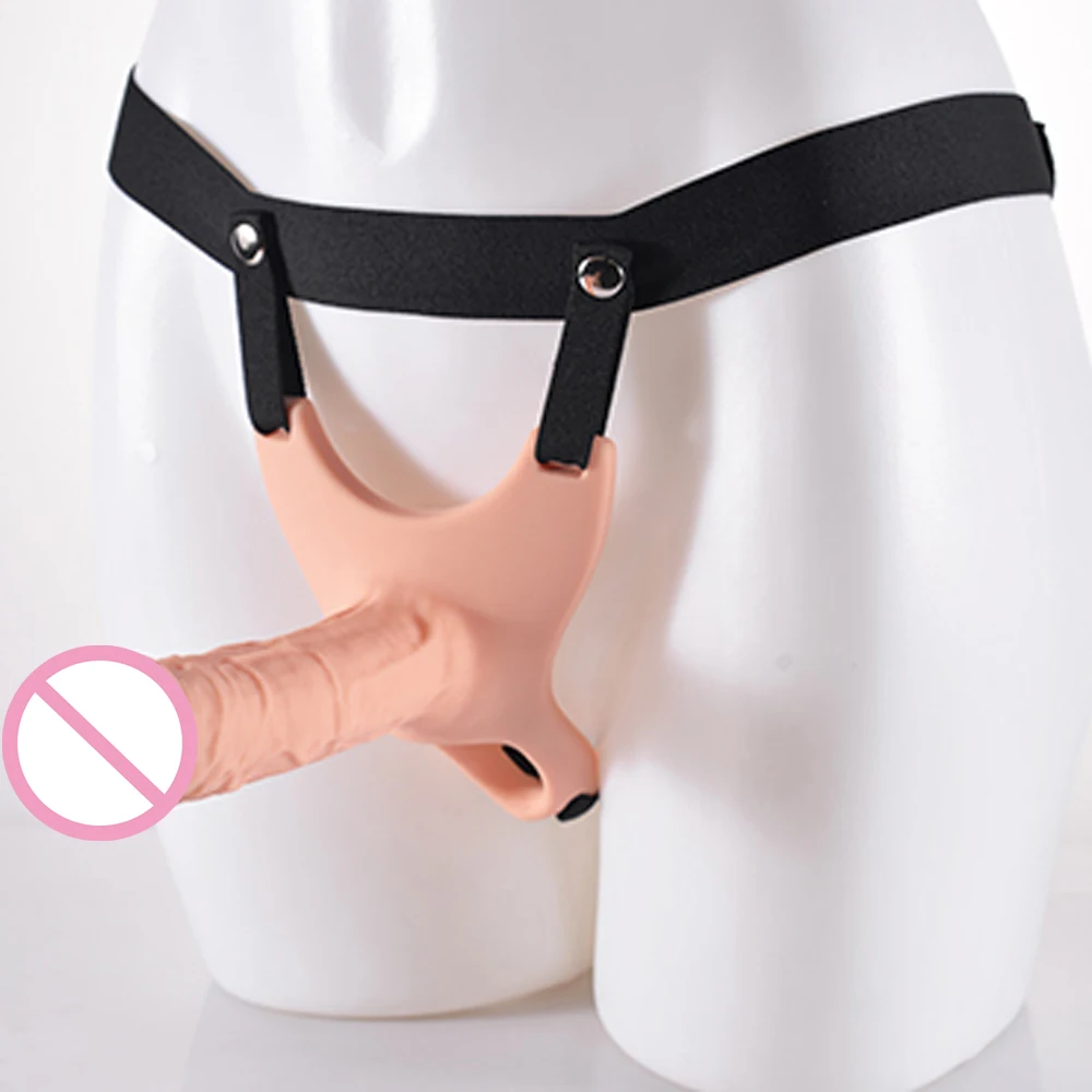 Male Wearable Hollow Strapon Dildo Strap On Penis Sleeve Dick Enlarge Cock Extension Harness Belt Adult Sex Toys for Men Couple