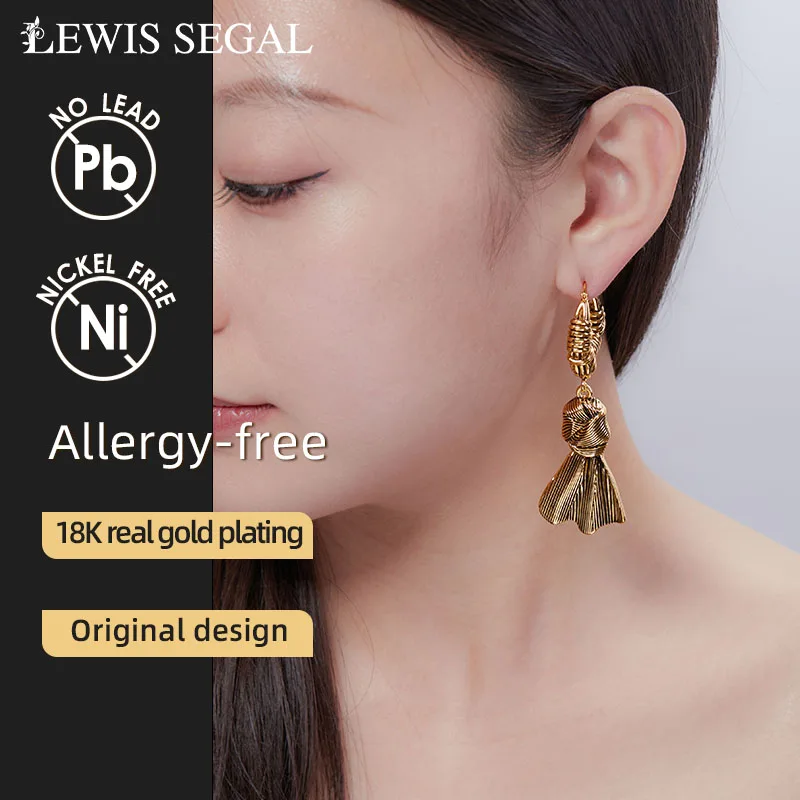 LEWIS SEGAL Vintage Unique Luxury Knot Dangle Earrings for Women Girls Fine Jewelry 18K Gold Party Gift Wedding Daily Engagement