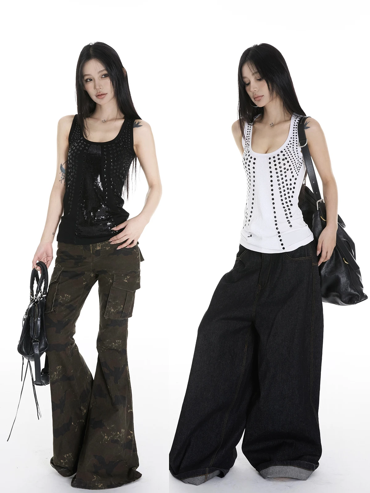 

CruOnit Sequin Bridesmaid Crop Top Women Summer Slim Fit Base Layer Tank Top Outerwear Diamond Embellied Original Design