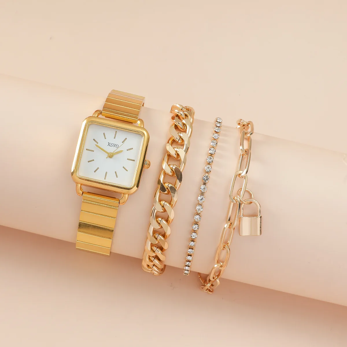 4pcs Set Womens Watches Set Ladies Fashion Watch New Simple Casual Womens Analog WristWatch Bracelet Gift Reloj Mujer